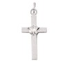 Sterling Silver Womens 24" 1mm Box Chain Flat Christian Cross