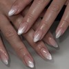French Cat Eye Press On Nails, Glitter White Tips, Stiletto