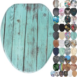 SANILO Wooden Toilet Seat with Soft Close [ELONGATED] - Decorative, Quiet & Slow Close Molded Wood Seat - With Strong Bumpers & Hinges - Adjustable Fit - Lumber