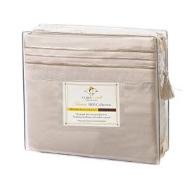 Clara Clark Premier 1800 Collection Bed Sheet Set, Queen, Beige Cream