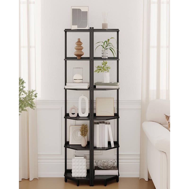 Hzuaneri Corner Shelf Stand, Corner Bookshelf, Storage Standing Shelf Unit
