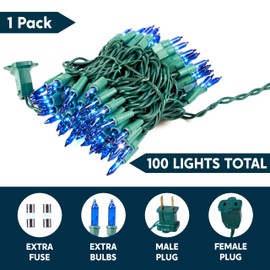 Joiedomi Christmas Lights Outdoor,22.3FT Blue Christmas Tree Lights Outside,100 Count String Lights,Green Wire Xmas Lights for Decorations Indoor Holiday Theme Party Yard House