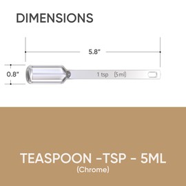 Color Up Premium 1 Teaspoon Measuring Spoon (5 ml) - Stainless Steel Chrome Finish, Accurate TSP for Wet & Dry Ingredients - One Single Tea Spoon