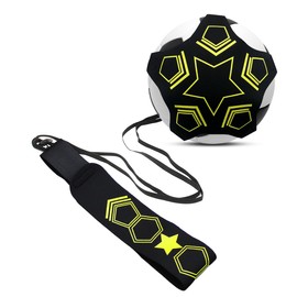 PolyMath Football Kick Trainer, Soccer Trainer Soccer/Volleyball/Rugby Training Aids Hands Free Throw Solo Practice Equipment for Kids and Adults with Adjustable Belt Elastic Rope Fits Ball 3, 4,and 5