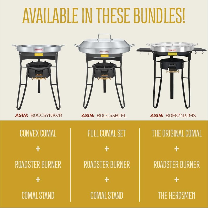CONCORD Stainless Steel 3 Piece 22" Comal Cookware Set. Comales