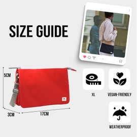 ORI LONDON Crossbody Bag - XL Slim, Chunky Zip, Removable & Adjustable Strap, & 3 Compartments - Carnaby, Granite Green