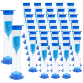 JAPCHET 40 PCS 2 Minute Plastic Hourglass Sand Timer, Blue Colored Sand Timers Small Sand Timers for Cooking, Reading and Exercising