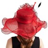 Women Elegant Organza Derby Hat Wide Brim Sun Hats for