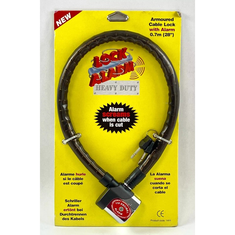 Lock Alarm Heavy Duty Armoured Cable Lock with Alarm 28
