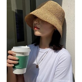 Straw Hat, Women's Hat, Spring, Summer, Hat, UV Protection, Sunburn Protection, Sea, Leisure, Beach, Foldable, Compact, Foldable, Compact Straw Hat (Off-White)