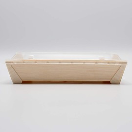 KAYU PACKAGE Rectangular RECTANGLE Wooden Containers, Medium, 8.0 x 5.0 x 1.6 inches (203 x 127 x 40 mm), Clear Plastic Lid, Lid Included, Set of 25, Disposable