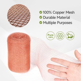 Witvalism Copper Mesh Rodent Control, 5in x 32ft Premium Copper Wool Ideal for Hole Blocking, Rustproof Pure Mesh for Mice Slug Snail Control, with Exclusive Wood Stick and Scissors