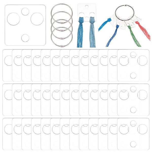 BENECREAT 50 Pcs Floss Drops, Square Acrylic Embroidery Floss Bobbins