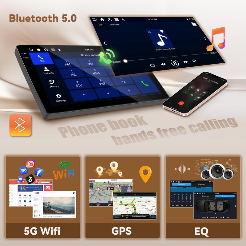 [4+64G] Hikity Android 15 Carplay Stereo Double Din, 9'' in-Cell
