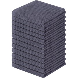 U Chef Toallas de Cocina de Algodón de 12x12 Pulgadas, Trapos de Cocina de Tejido Gofre Ultra Suaves, Paños de Limpieza Absorbentes, Ideales para Cocinar, Limpiar, Lavado y Secado de Platos. (12)