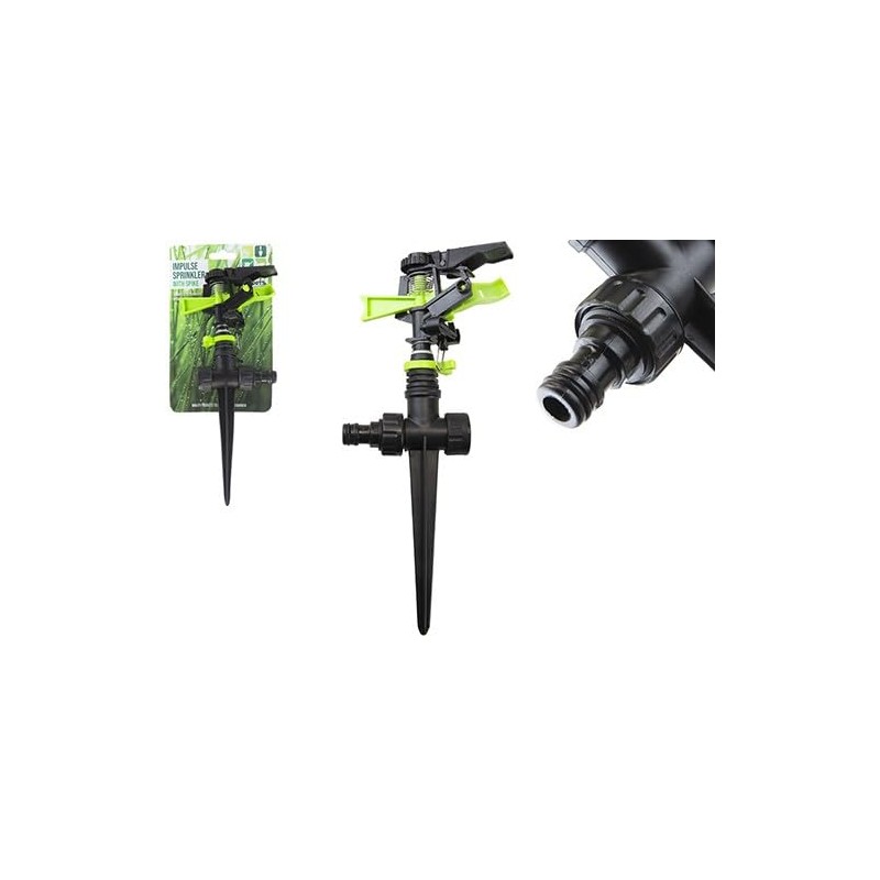 Revolutionary Black & Green Impulse Sprinkler with Ground Spike -