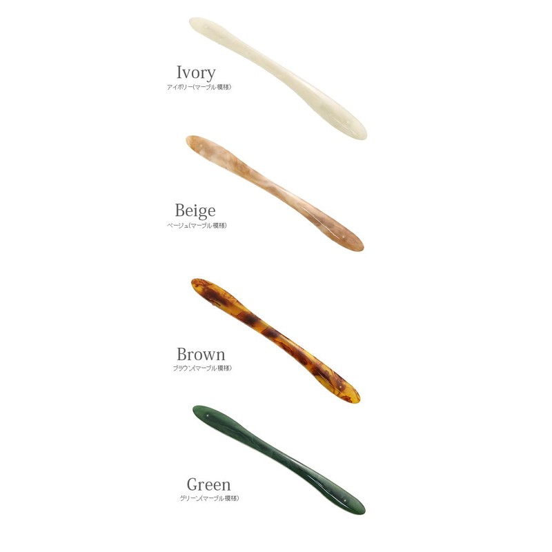 VINGTAINE H7560 Barrette, Long, Thin, Marble Pattern, Tortoise Shell, Hair