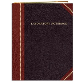 BookFactory Lab Notebook - Professional Grade - 168 Pages, 8" x 10" (Ruled Format) Black with Burgundy Endurabook™ Cover, Smyth Sewn Hardbound, (LRU-168-SRS-A-LKMST1)
