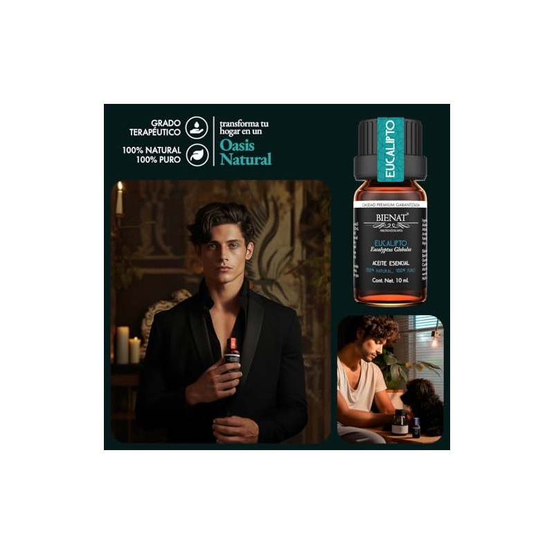 Bienat | Aceite Esencial de Eucalipto 10mL Natural | Difusor