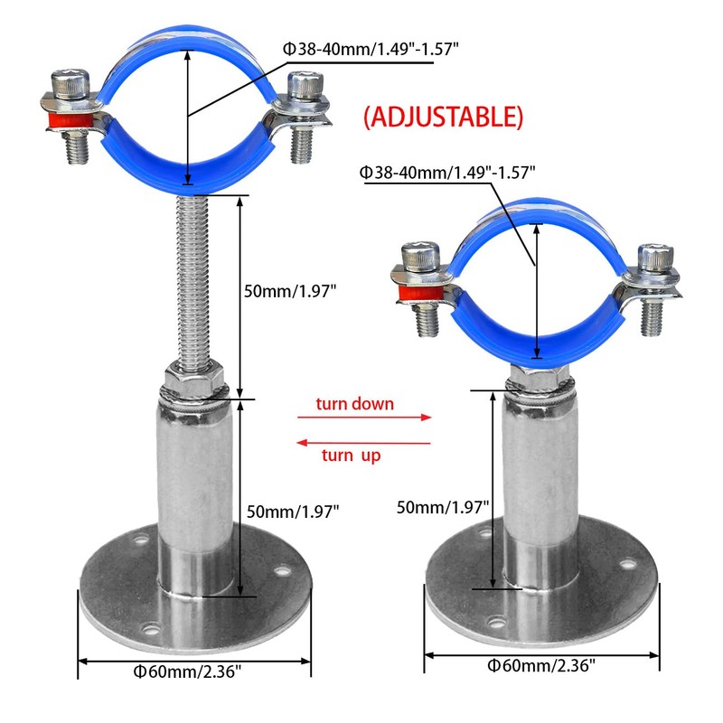 POTONZ Wall Mount Ceiling Mount Pipe Supports,Adjustable Pipe Clamps Stainless