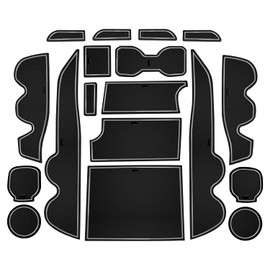 Asgohme Premium Liner Mat Accessories Compatible with Toyota Tacoma 2023 2022 2021 2020 2019 2018 2017 2016 Custom Fit Cup Door Pocket and Center Console Inserts (Double Cab, Gray Trim, 18-PCS)