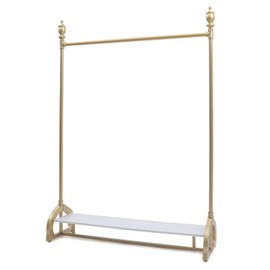 GXFCHYL Modern Gold Clothing Rack Freestanding Multi-functional Heavy Duty Garment Rack Retail Display Clothes Rack Industrial Clothes Rack Metal Clothes Rack with Wood Shelf,Gold