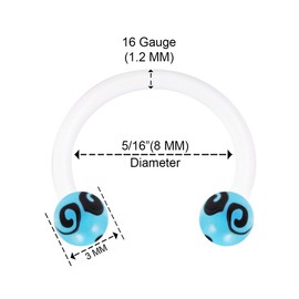 KJM Fashion Bioflex Horseshoe Ear Earrings Transparent 1.2 mm 16 g Pack of 2, Acrylic