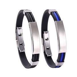 Randarch Titanium Wristband, Oveallgo Apus Ion Therapeutic Lympunclog Titanium Wristband Adjustable Sugarfirm Calm Leather Bracelet Epochy Beauty Detox Lymph Unclog Bracelet Pro Jewelry(Black&Blue)