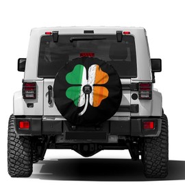 Delerain Spare Tire Cover with Backup Camera Hole Irish Shamrock Wheel Covers Waterproof Dust-Proof UV Sun Universal Fit for RV Trailer RV SUV Truck (17 Inch for Diameter 31"-33")