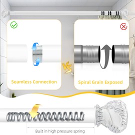 Shower Curtain Rods,1 Inch Adjustable Curtain Rod, Spring Tesion White Leaf Vintage Decorative Shower Curtain Rod, Anti-Slip Telescoping Curtain Rod for Bathroom Window Living Room (33in-93in)