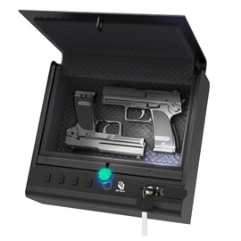 BE-TECH Gun Safe for Handgun,99.9% Accuracy Fingerprint Handgun Safe,3 Ways Quick Access with Fingerprint/Full-digital Keypad/Key,Biometric Gun Safe for Nightstand Bedside Home