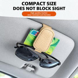 Car Sun Visor Glasses Holder for Driving – Magnetic Leather Clip for Eyeglasses, Cards and Tickets