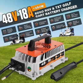 LUTIFIX  48V 18A Golf Cart Battery Charger for EZGO RXV TXT 3-pin Trickle Charger IP67