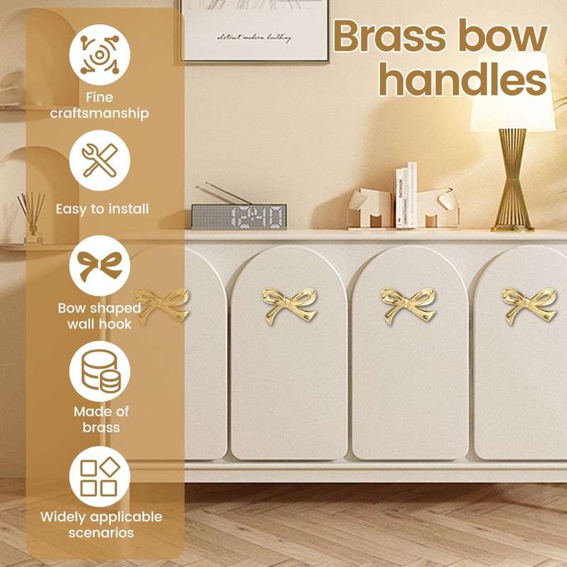 DJAPWPX-Bow Drawer Knobs, Solid Brass Bow Cabinet Knob, Compact Bow