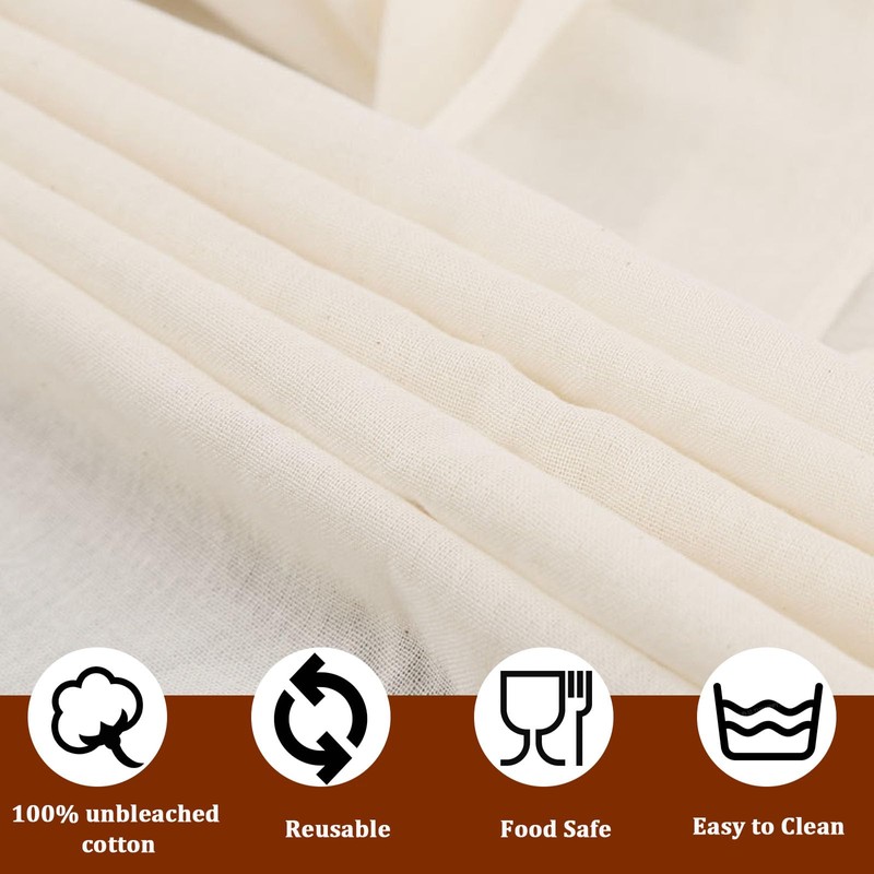 2Pcs Cheesecloth for Straining, 50x50cm Muslin Cloths for Cooking, Reusable