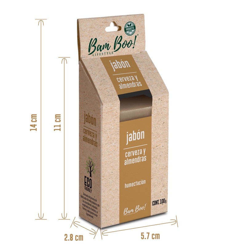 Jabón Artesanal Natural Cerveza y Almendras 100 g Bam Boo!