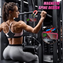 Portable Gym Timer, Fitness Timer Clock with Built-in Powerful Magnet, Large LED Digital Anti Vertigo Display, Home Gym Accessories Upgraded Workout Timer for Gym Home Garage Schools (Pink)