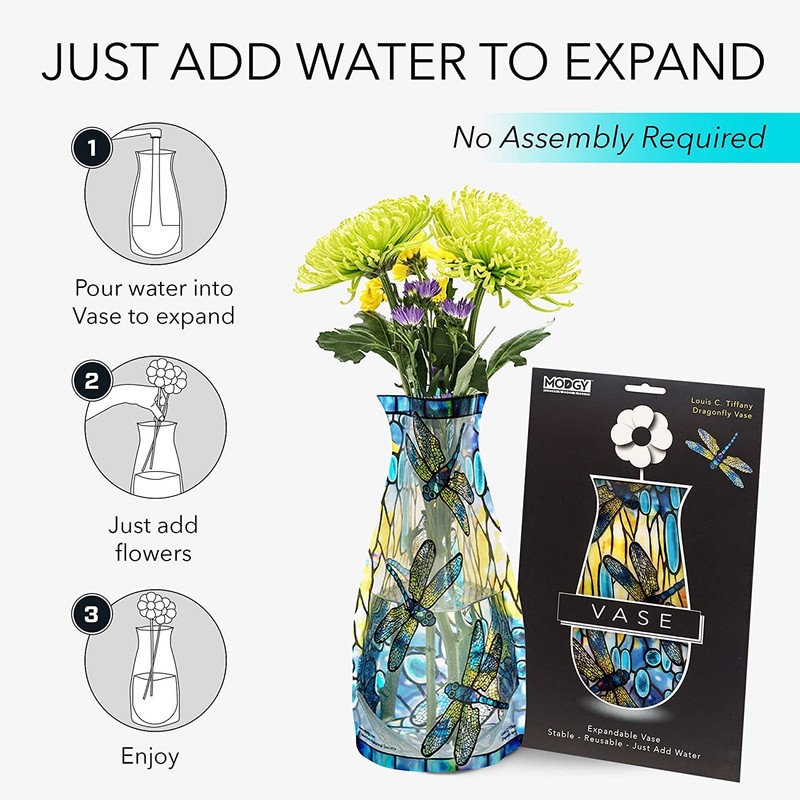 MODGY Collapsible and Expandable Plastic Vase (Tiffany - Dragonfly)