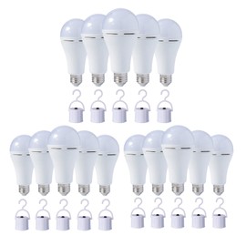 15 Pack HOLDWILL Rechargeable Emergency LED Bulb, Multi-Function Battery Backup Emergency Light for Power Outage Camping Outdoor Activity 9W 900LM 60W Equivalent White Daylight 6000K with E26/E27 Base