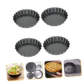 Zerodeko 4pcs Mini Tart Tins Non Stick Quiche Baking Pan with Loose Base for Easy Release for Home and Restaurant Use for Pies and Desserts