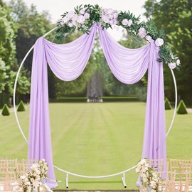 Wedding Arch Drapes 2 Panels 6 Yards Light Purple Sheer Fabric Drapery for Wedding Arch Party Curtains Ceiling Swag Decoration