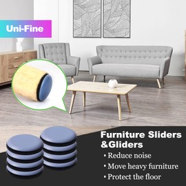 Uni-Fine 50 mm Teflon-Möbelgleiter, Möbelgleiter, PTFE-Gleiter für Teflon-Möbel, selbstklebend, Möbelgleiter für Stuhl, Sofa, Büro und Tisch, rund,8 Stück