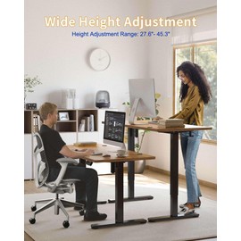 YIHAYO Electric Standing Desk, 48 x 24 Inches Stand Up Desk with Splice Board, Adjustable Height Desk, Computer Desk for Home Office, Black Frame/Rustic Brown Top
