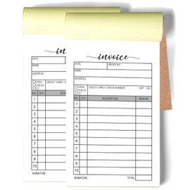 2-Pack Invoice Booklet, Carbon Duplicate Copy Sales Receipt Form, Invoice Booklet for Stores, Warehouses, Offices, and Restaurants, 3.4x5.5 Handheld, 100 Sets, 2-Part Carbonless-White/Yellow.