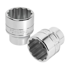 Powerbuilt 1-7/8 Inch Socket, 3/4-inch Drive, 12 Point Shallow, Z-Drive, Hex Strong Grip Design, Size Markings, Corrosion Resistance, Mirror Polished, Chrome Plated Finish - 643216