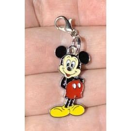 Silver Bashful Mickey Mouse Charm Zipper Pull & Keychain Add On Clip!!