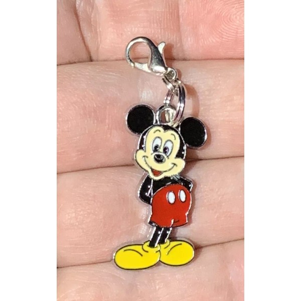 Silver Bashful Mickey Mouse Charm Zipper Pull & Keychain Add