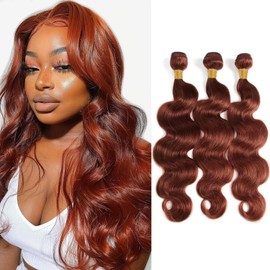 Reddish Brown Bundles Human Hair Color 33 Body Wave Bundles 10 12 14 Inch Soft and Healthy Human Hair 3 Bundles