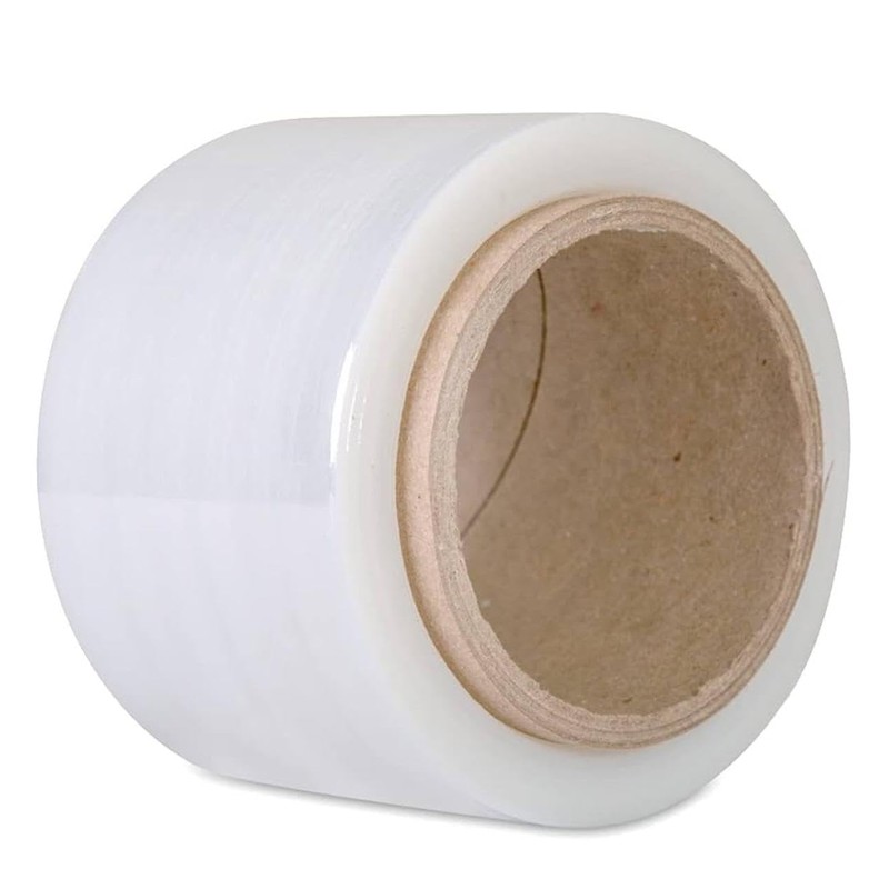Paquete 2 mini rollos de pelicula stretch transparente para paletizar.