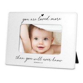 Lighthouse Christian Products You Are Loved More - Romans 5:8 - White 8.5 x 6.5 Inch Resin Tabletop Photo Frame